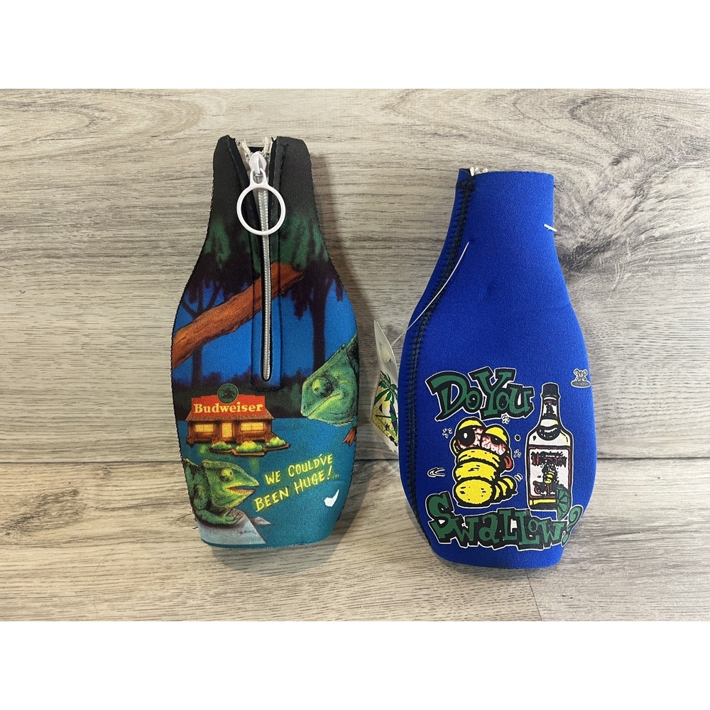 Vintage Budweiser Lizards Frank Louis Tequila Beer Drink Zip Up Holders NWT